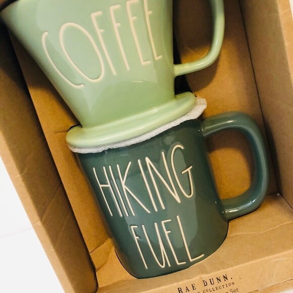Rae Dunn Central Camping Collection HIKING FUEL pour over coffee filter and mug - Picture 2 of 4